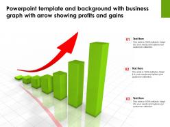 Powerpoint template with business graph with arrow showing profits and gains