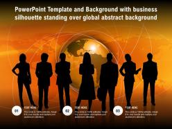 Powerpoint template with business silhouette standing over global abstract background