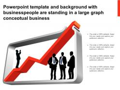Powerpoint template with businesspeople are standing in a large graph conceptual business