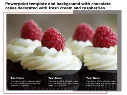 Powerpoint template with chocolate cakes decorated with fresh cream and raspberries