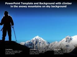 Powerpoint template with climber in the snowy mountains on sky background
