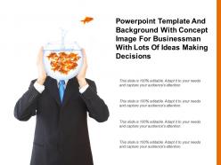 Powerpoint template with concept image for businessman with lots of ideas making decisions