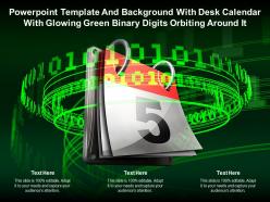 Powerpoint Template With Desk Calendar With Glowing Green Binary Digits Orbiting Around It