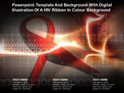 Powerpoint template with digital illustration of a hiv ribbon in colour background