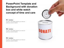 Powerpoint template with donation box and white watch concept of time and care