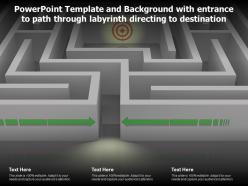 Powerpoint template with entrance to path through labyrinth directing to destination