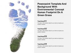 Powerpoint template with environmental concept human footprint on a green grass