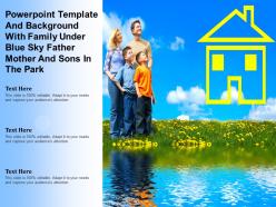 Powerpoint template with family under blue sky father mother and sons in the park