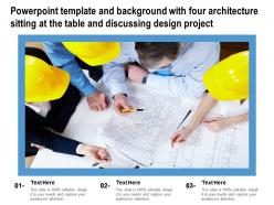 Powerpoint template with four architecture sitting at the table and discussing design project