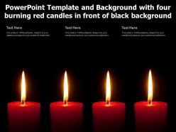 Powerpoint template with four burning red candles in front of black background