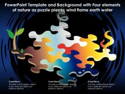 Powerpoint template with four elements of nature as puzzle pieces wind flame earth water