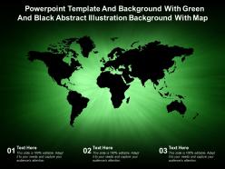 Powerpoint template with green and black abstract illustration background with map
