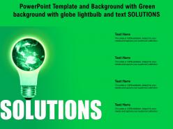 Powerpoint template with green background with globe lightbulb and text solutions