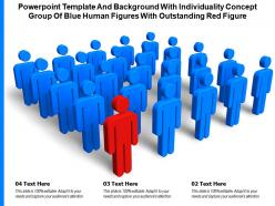 Powerpoint template with individuality concept group of blue human figures with outstanding red figure