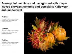 Powerpoint template with maple leaves chrysanthemums and pumpkins halloween autumn festival