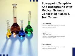 Powerpoint template with medical science concept of flasks and test tubes