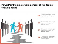 Powerpoint template with member of two teams shaking hands