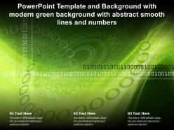 Powerpoint template with modern green background with abstract smooth lines and numbers