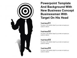 Powerpoint template with new business concept businessman with target on his head