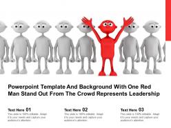Powerpoint template with one red man stand out from the crowd represents leadership