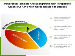 Powerpoint template with perspective graphic of a pie with words recipe for success