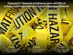 Powerpoint template with pile of yellow plastic tape marked cautious hazardous material