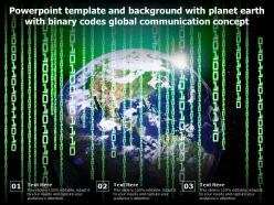 Powerpoint template with planet earth with binary codes global communication concept