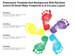 Powerpoint template with rainbow colors of small baby footprints in a circular layout