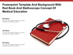 Powerpoint template with red book and stethoscope concept of medical education