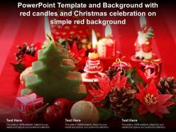 Powerpoint template with red candles and christmas celebration on simple red background