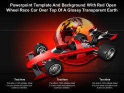 Powerpoint template with red open wheel race car over top of a glossy transparent earth