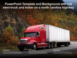 Powerpoint template with red semi truck and trailer on a north carolina highway