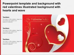 Powerpoint template with red valentines illustrated background with hearts and wave