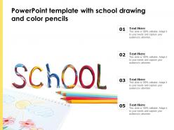 Powerpoint template with school drawing and color pencils