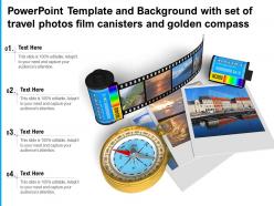 Powerpoint template with set of travel photos film canisters and golden compass
