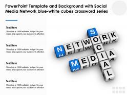 Powerpoint template with social media network blue white cubes crossword series