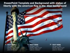Powerpoint template with statue of liberty with the american flag in the blue background