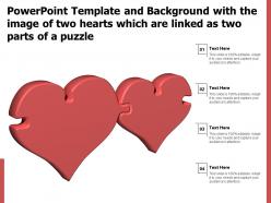 Powerpoint template with the image of two hearts which are linked as two parts of a puzzle