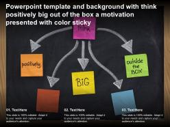 Powerpoint template with think positively big out of the box a motivation presented with color sticky
