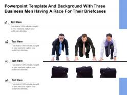 Powerpoint template with three business men having a race for their briefcases