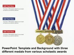 Powerpoint template with three different medals from various scholastic awards