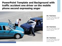Powerpoint template with traffic accident one driver on the mobile phone second expressing anger