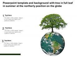 Powerpoint template with tree in full leaf in summer at the northerly position on the globe