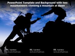 Powerpoint Template With Two Mountaineers Climbing A Mountain At Dawn Ppt Powerpoint