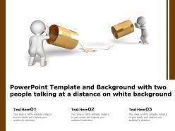 Powerpoint template with two people talking at a distance on white background