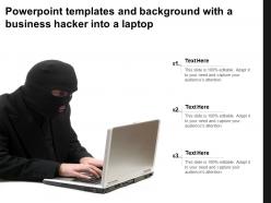 Powerpoint templates and background with a business hacker into a laptop