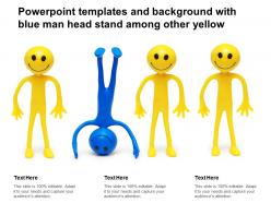 Powerpoint templates and background with blue man head stand among other yellow