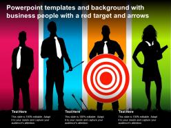 Powerpoint templates and background with business people with a red target and arrows