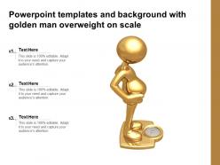 Powerpoint templates and background with golden man overweight on scale