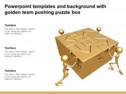 Powerpoint templates and background with golden team pushing puzzle box